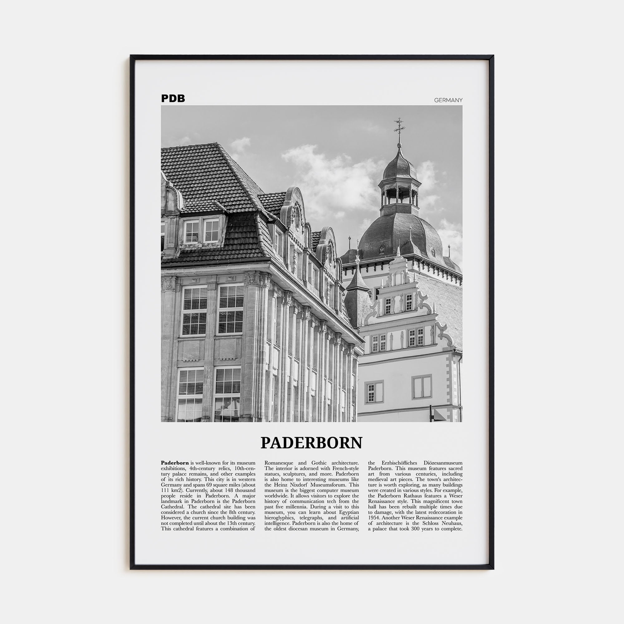 Paderborn Travel B&W Poster