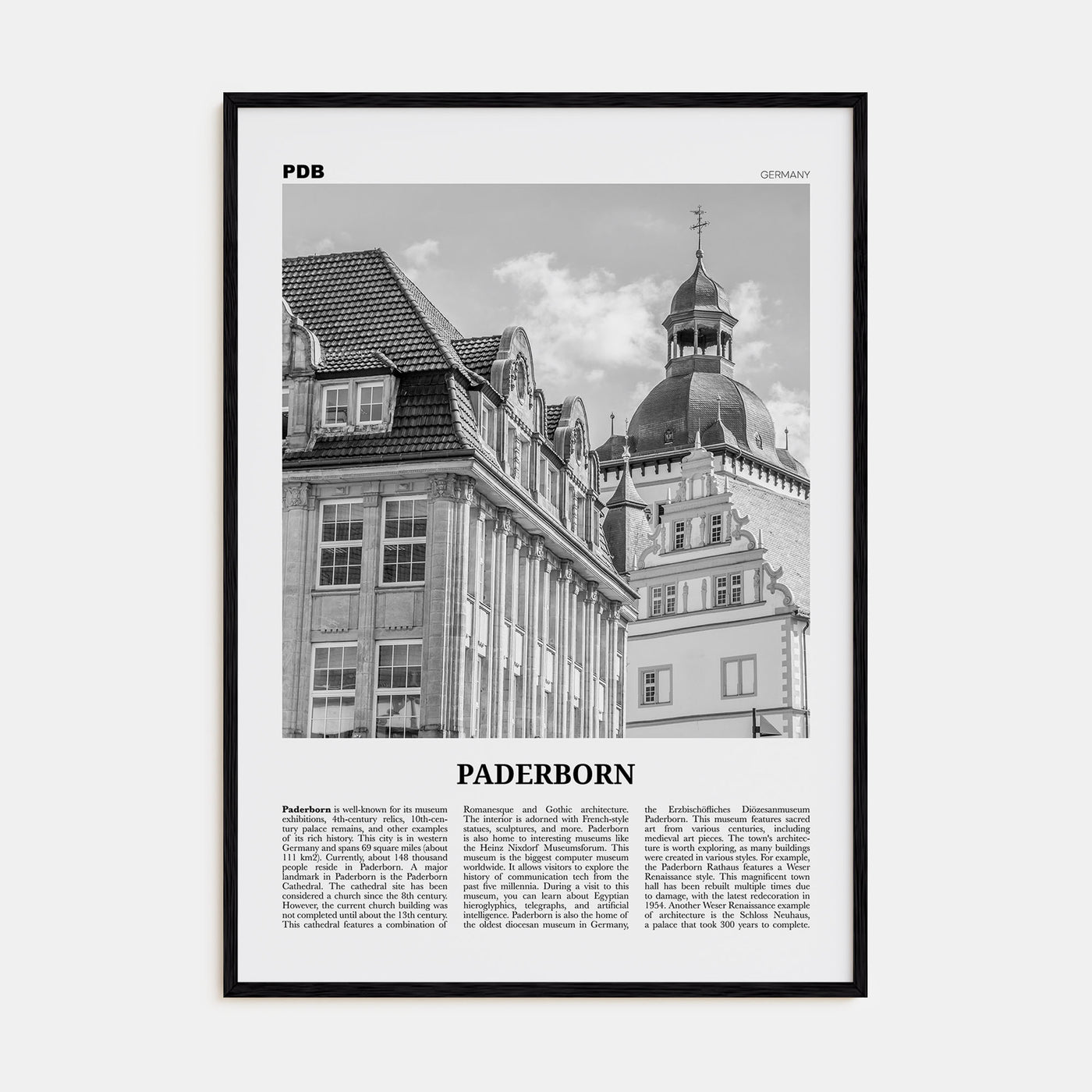 Paderborn Travel B&W Poster