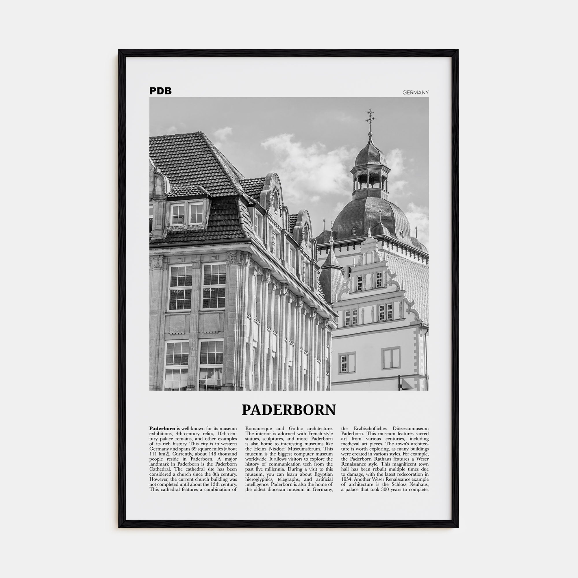 Paderborn Travel B&W Poster