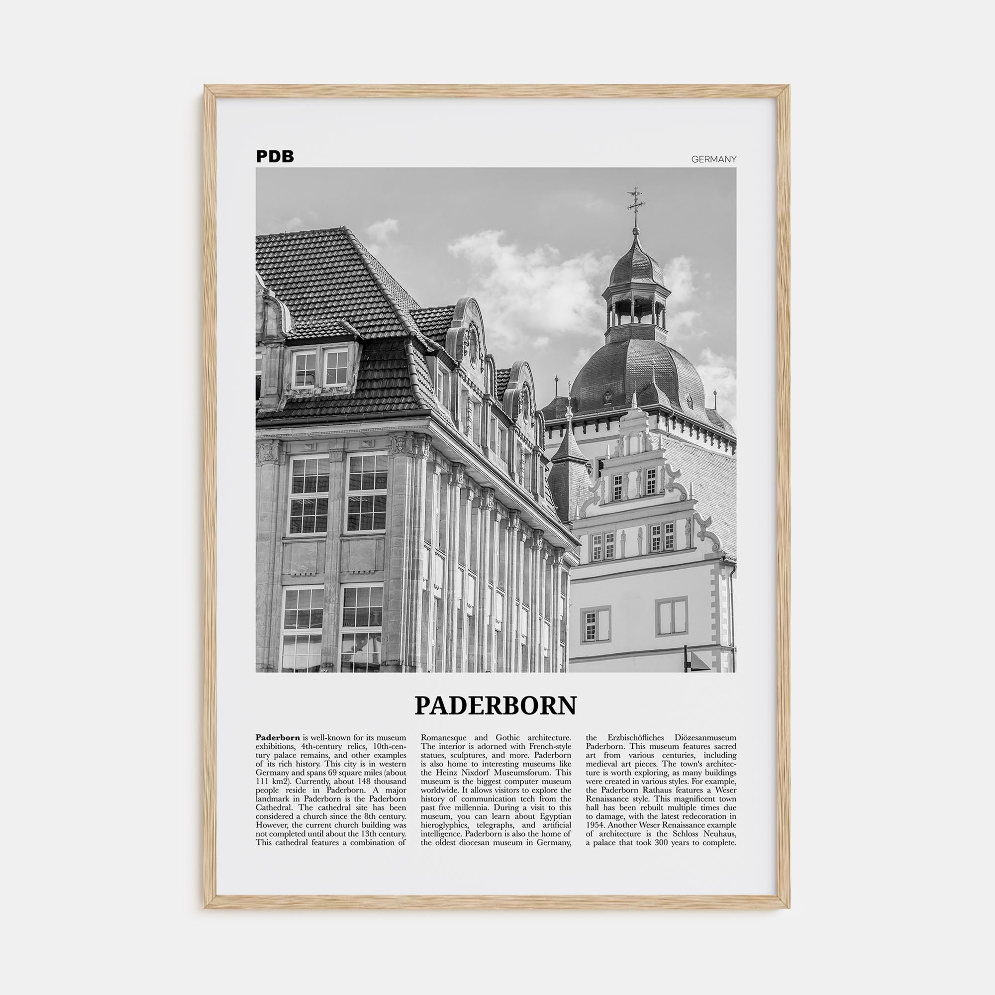 Paderborn Travel B&W Poster