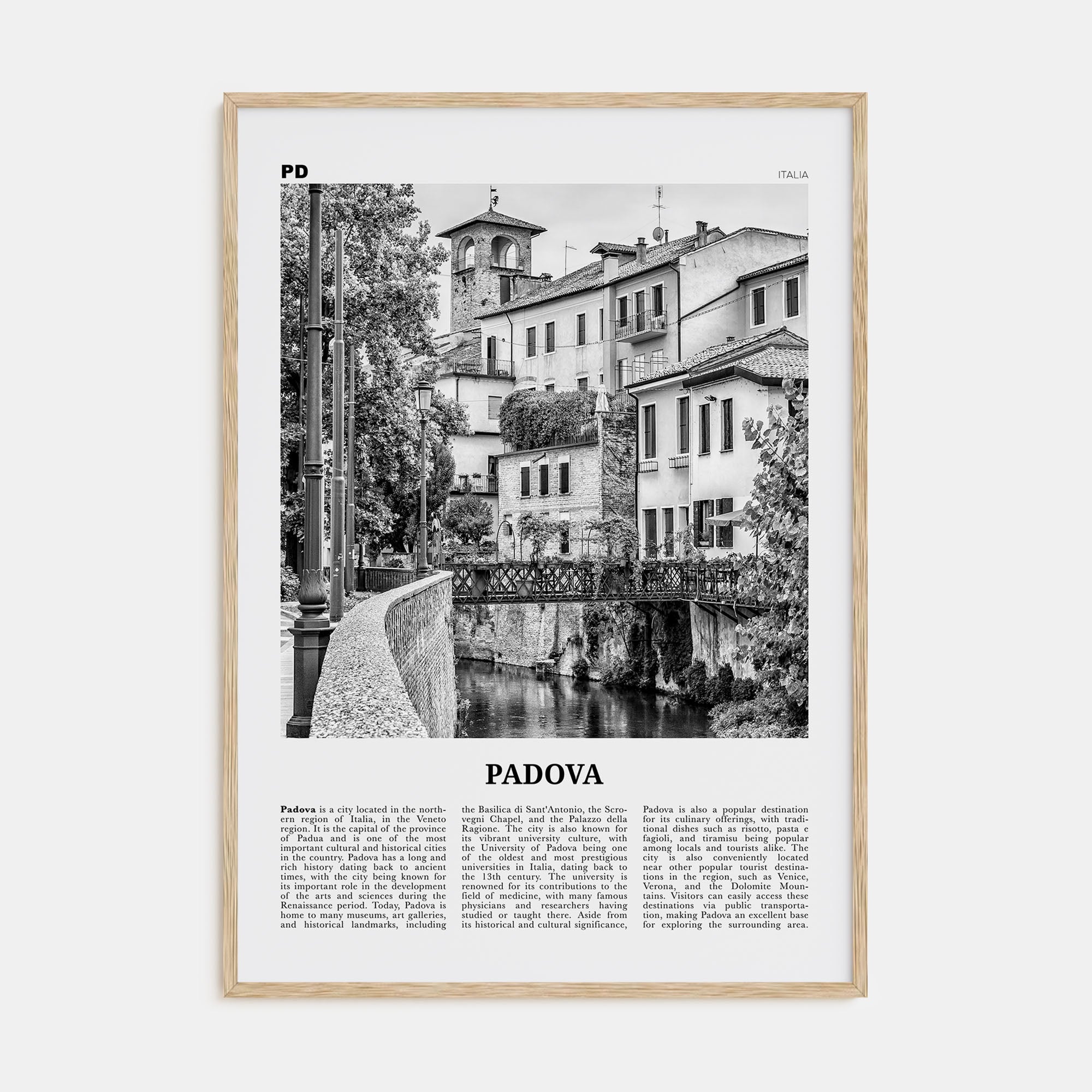 Padova Travel B&W Poster