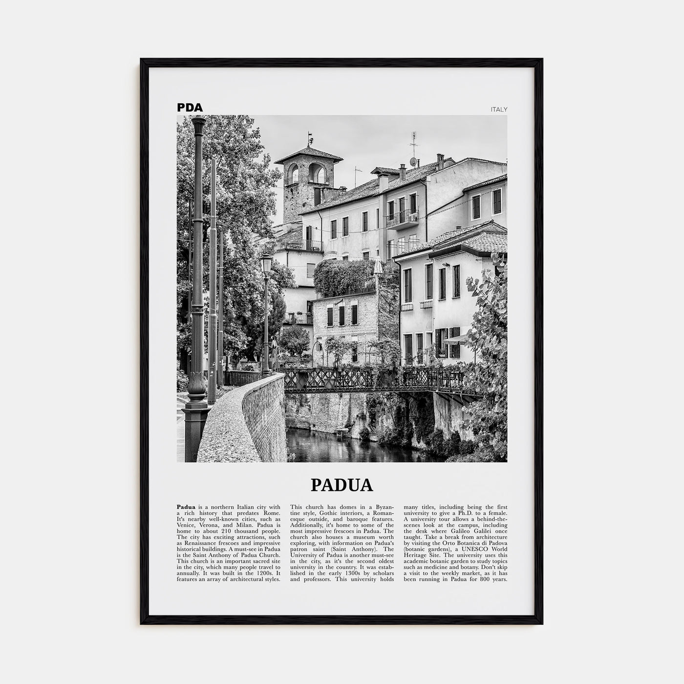 Padua Travel B&W Poster