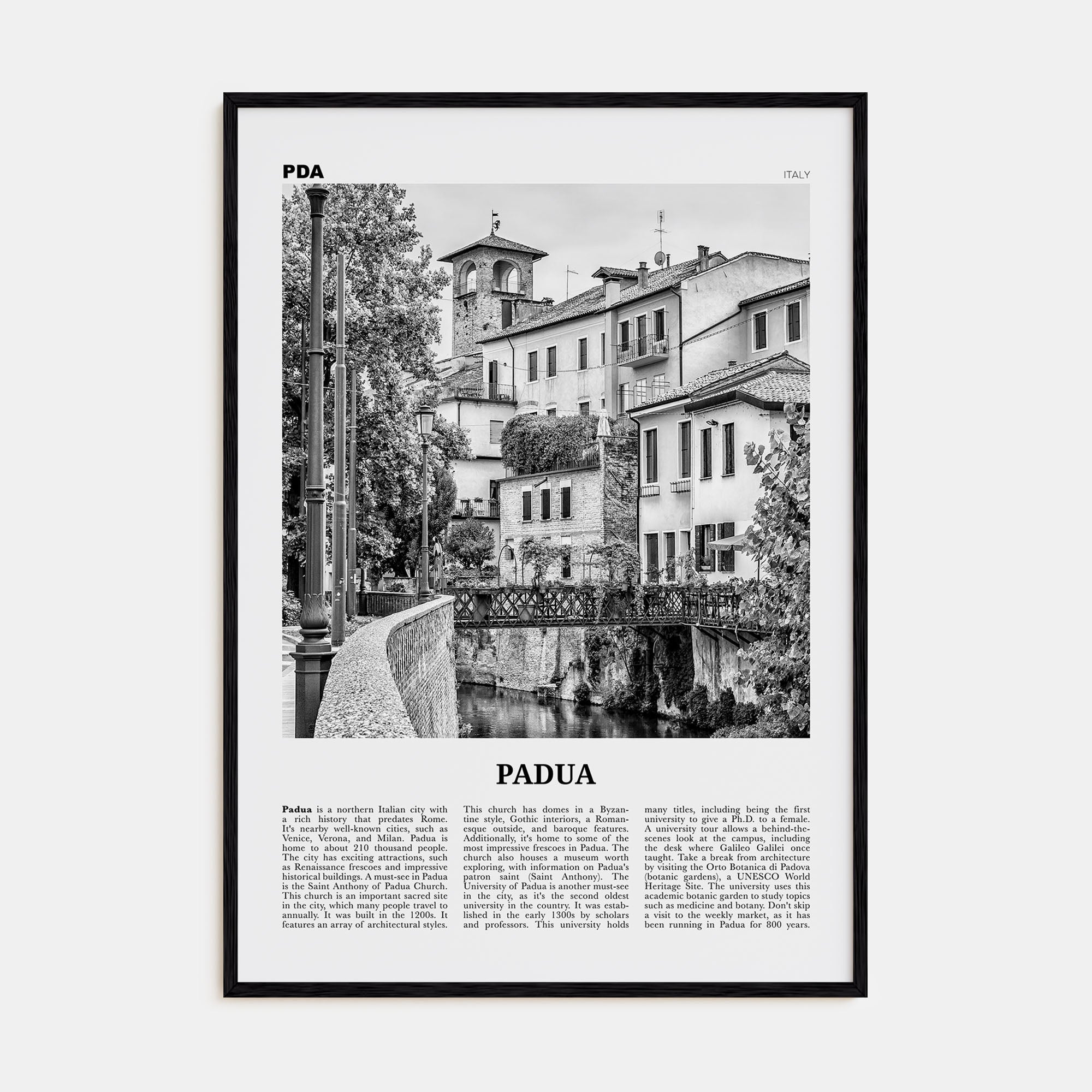 Padua Travel B&W Poster
