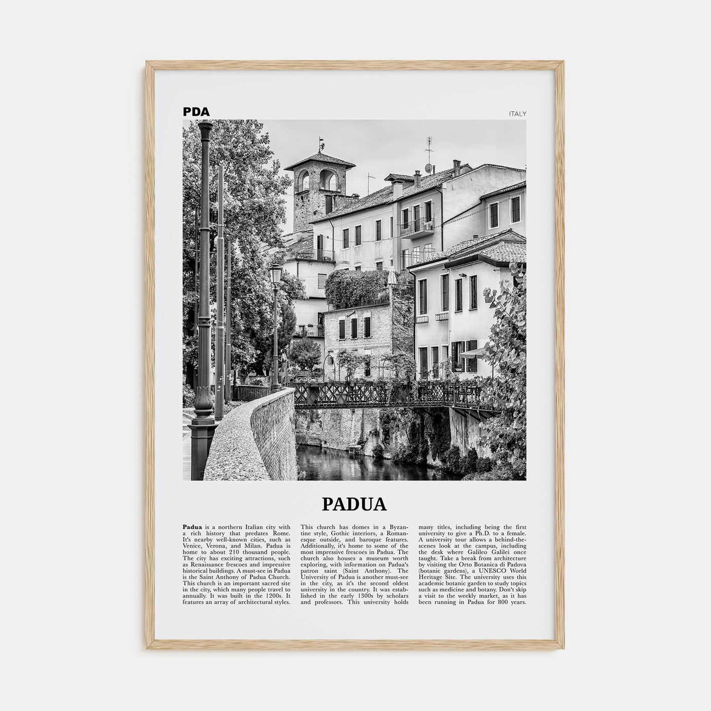 Padua Travel B&W Poster