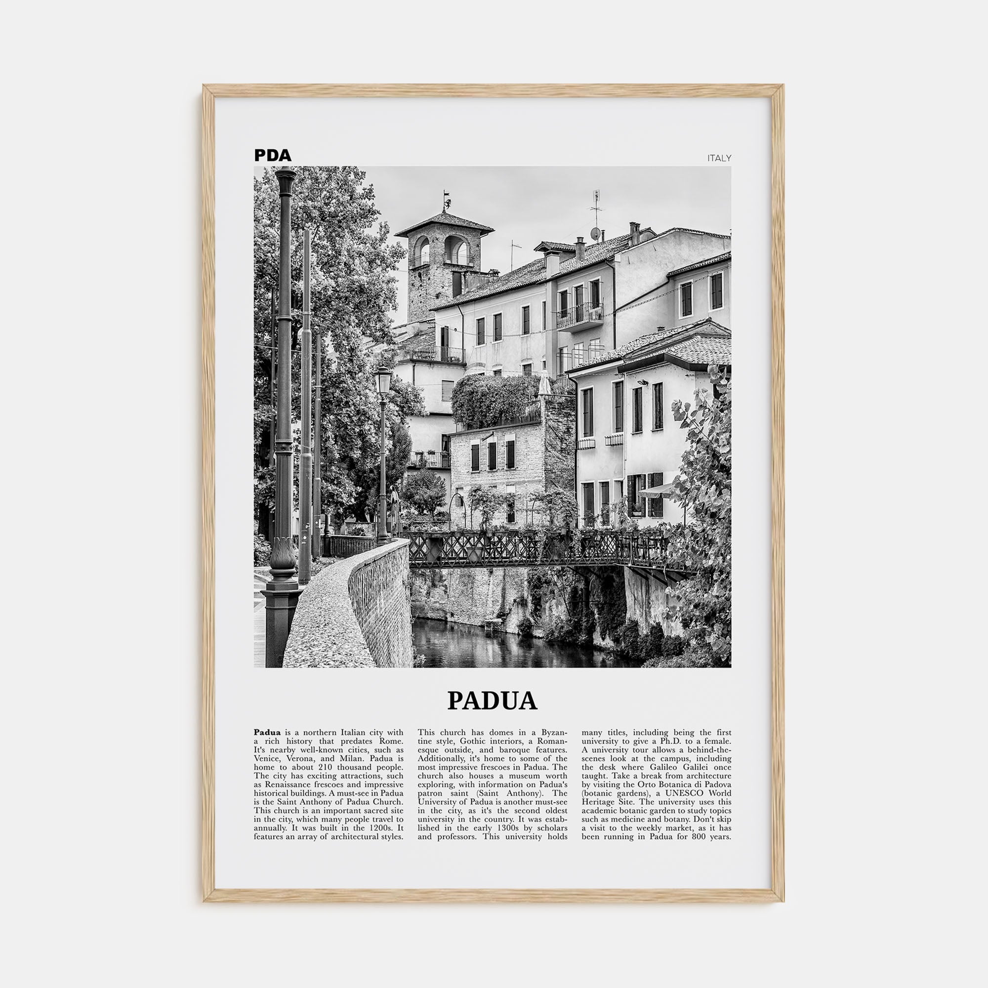 Padua Travel B&W Poster