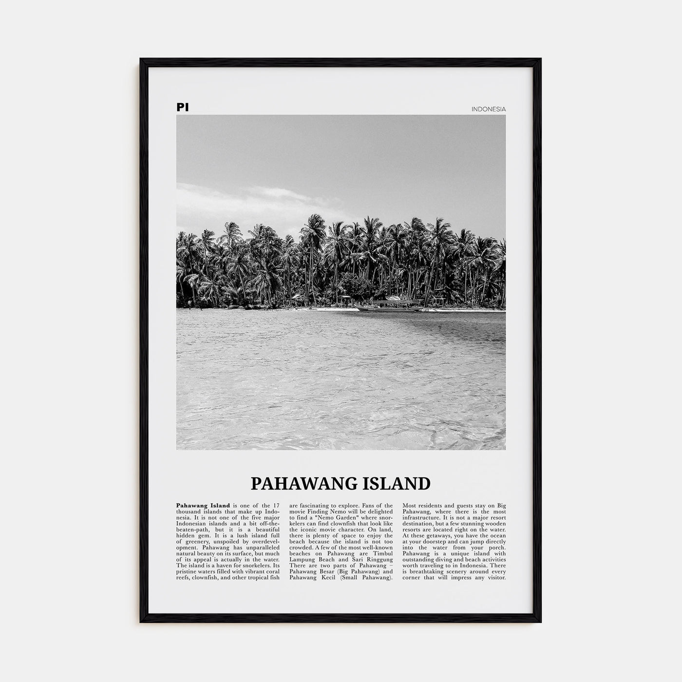 Pahawang Island Travel B&W Poster