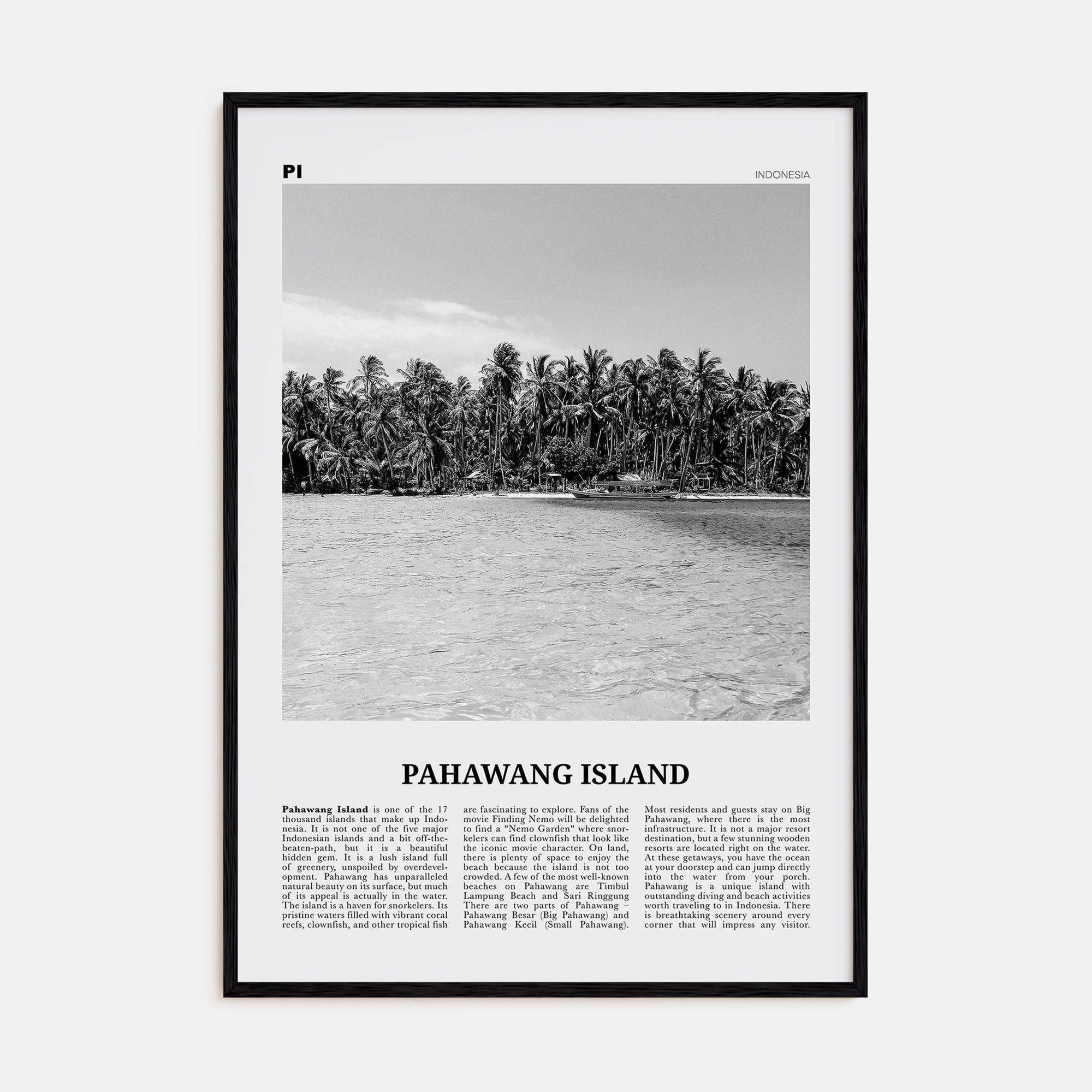 Pahawang Island Travel B&W Poster
