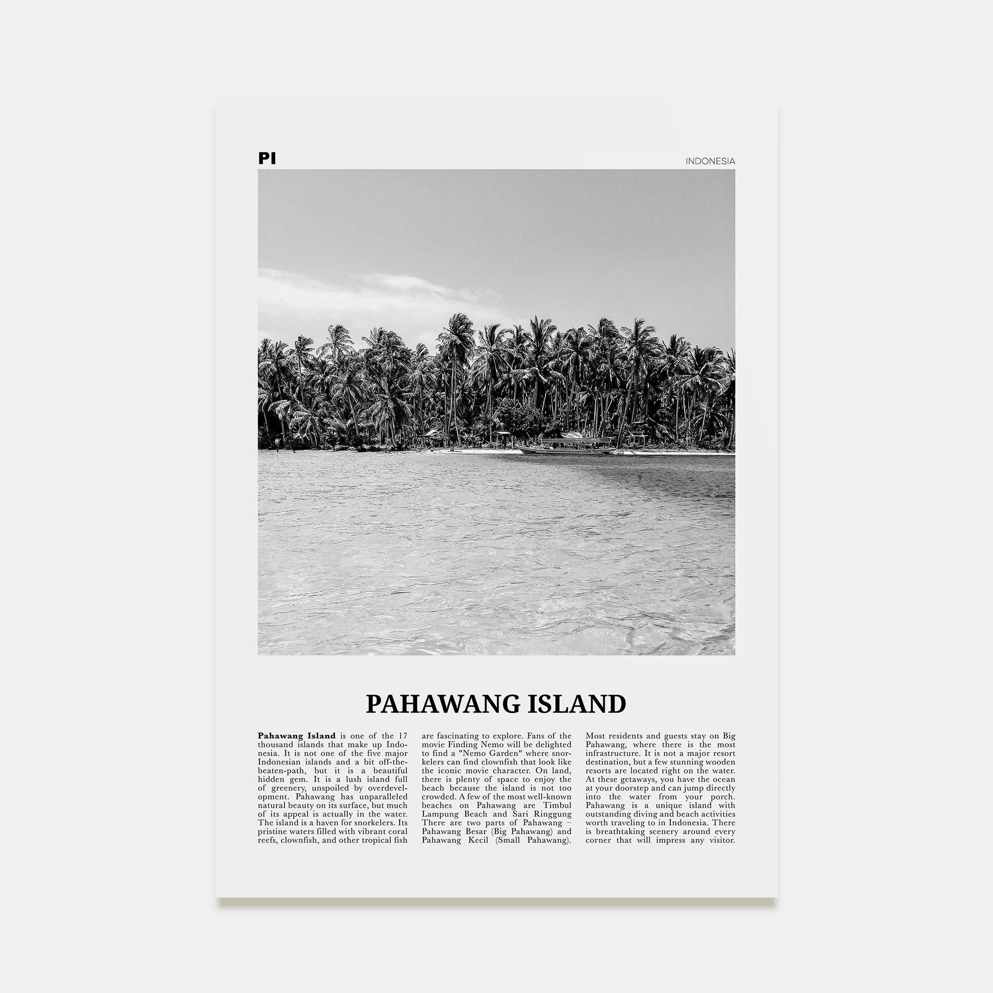 Pahawang Island Travel B&W Poster