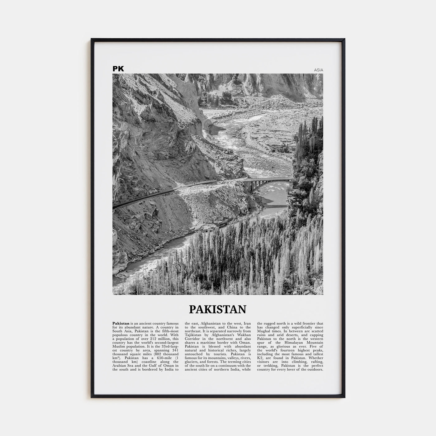 Pakistan Travel B&W No 2 Poster