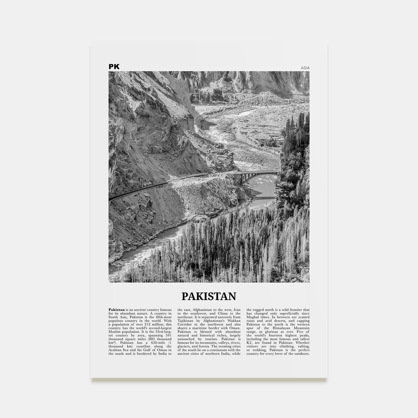 Pakistan Travel B&W No 2 Poster