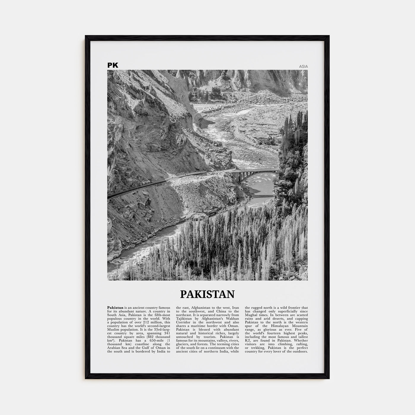 Pakistan Travel B&W No 2 Poster