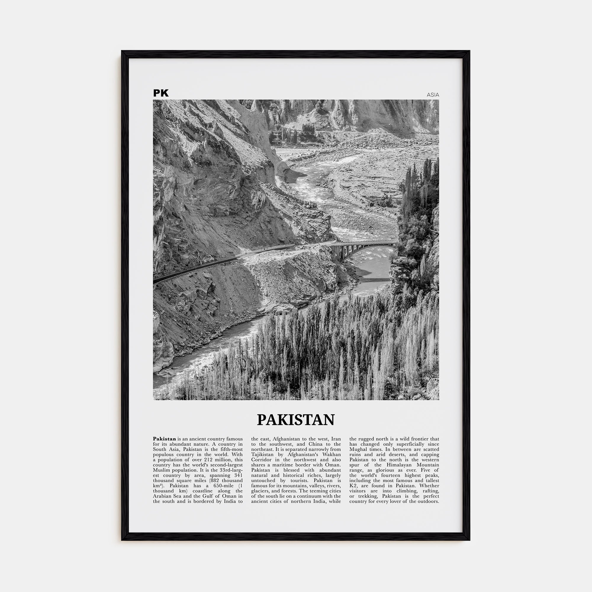 Pakistan Travel B&W No 2 Poster
