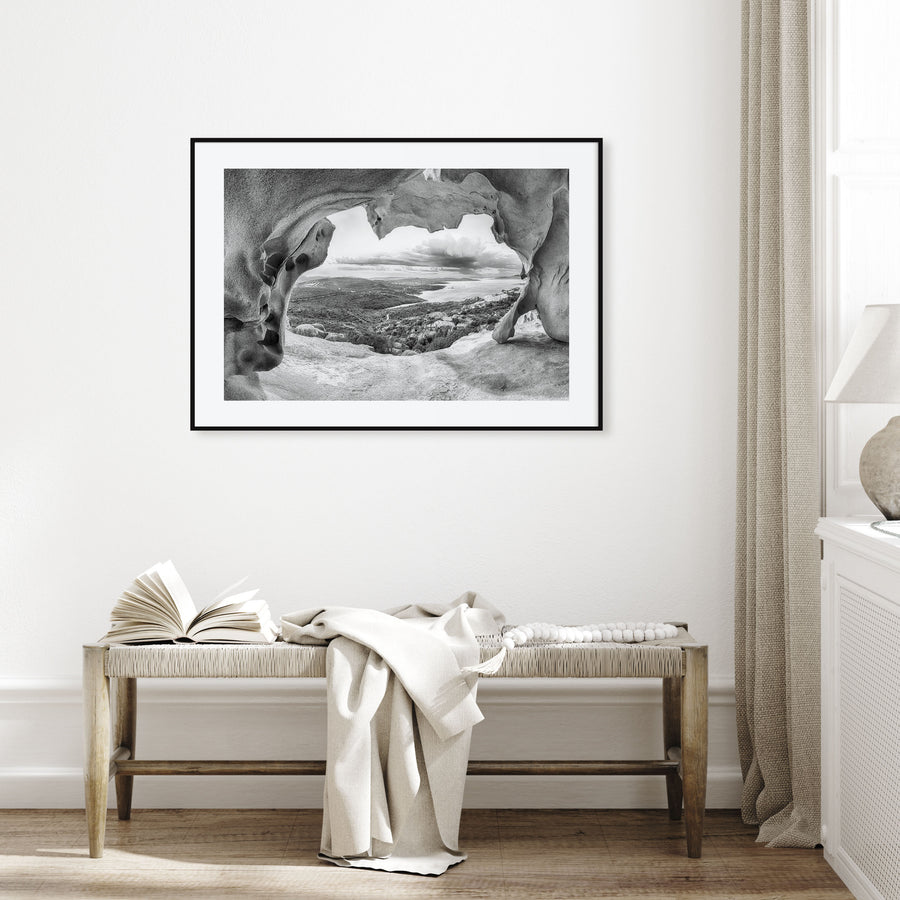 Palau, Italy Landscape B&W Poster