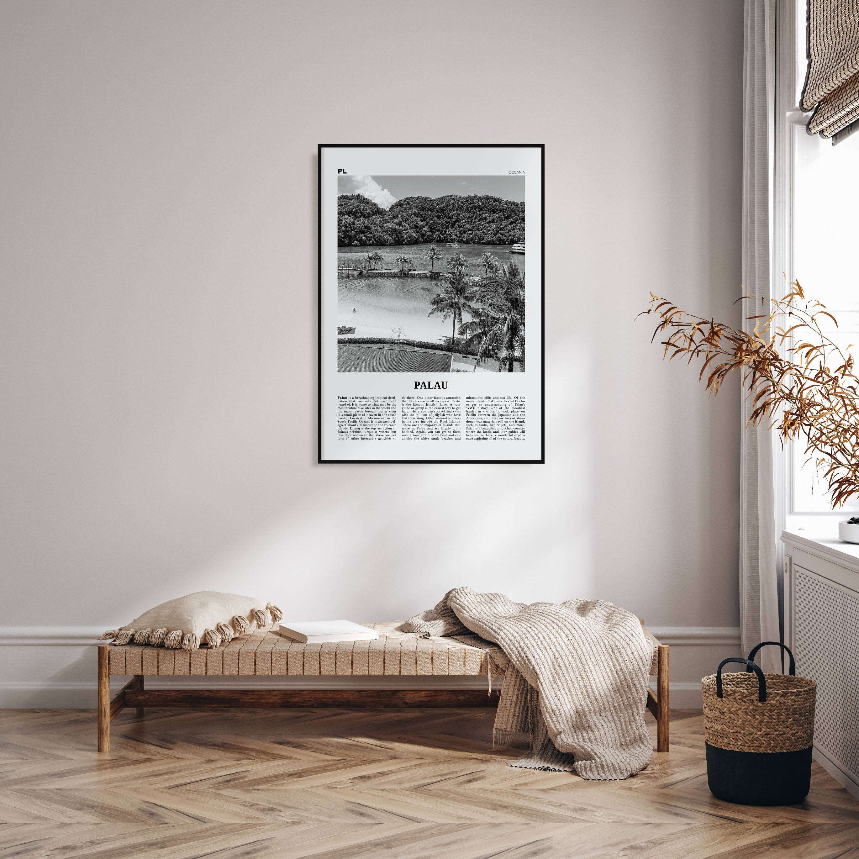 Palau, Oceania Travel B&W Poster