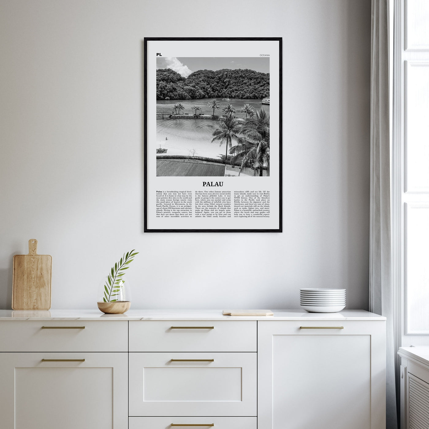 Palau, Oceania Travel B&W Poster