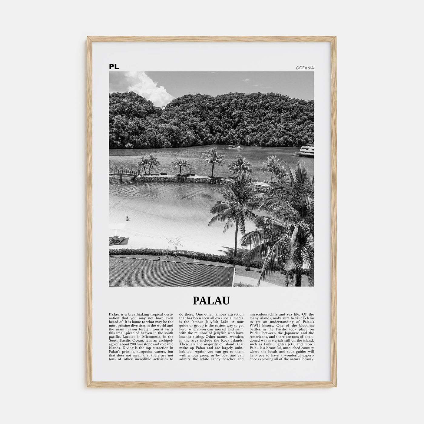 Palau, Oceania Travel B&W Poster