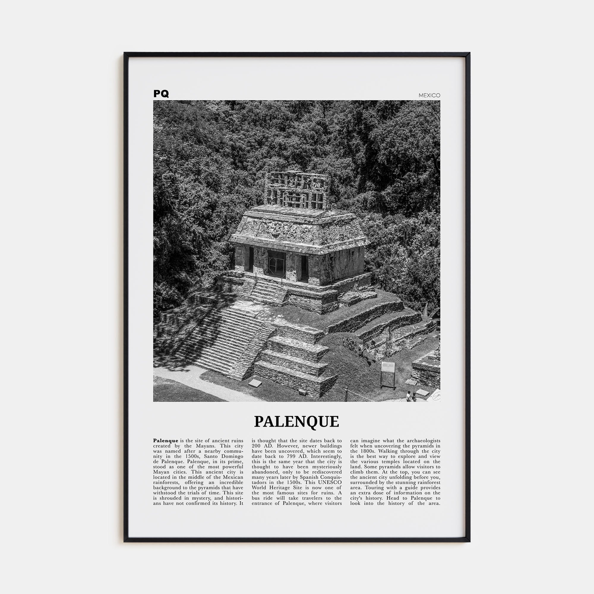 Palenque Travel B&W Poster