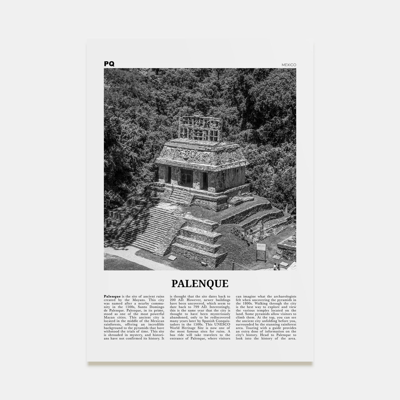 Palenque Travel B&W Poster