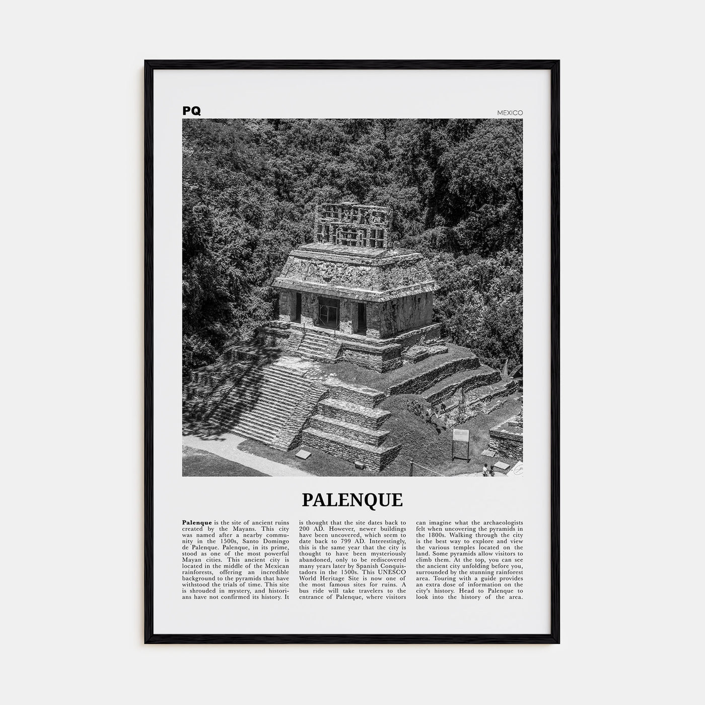 Palenque Travel B&W Poster