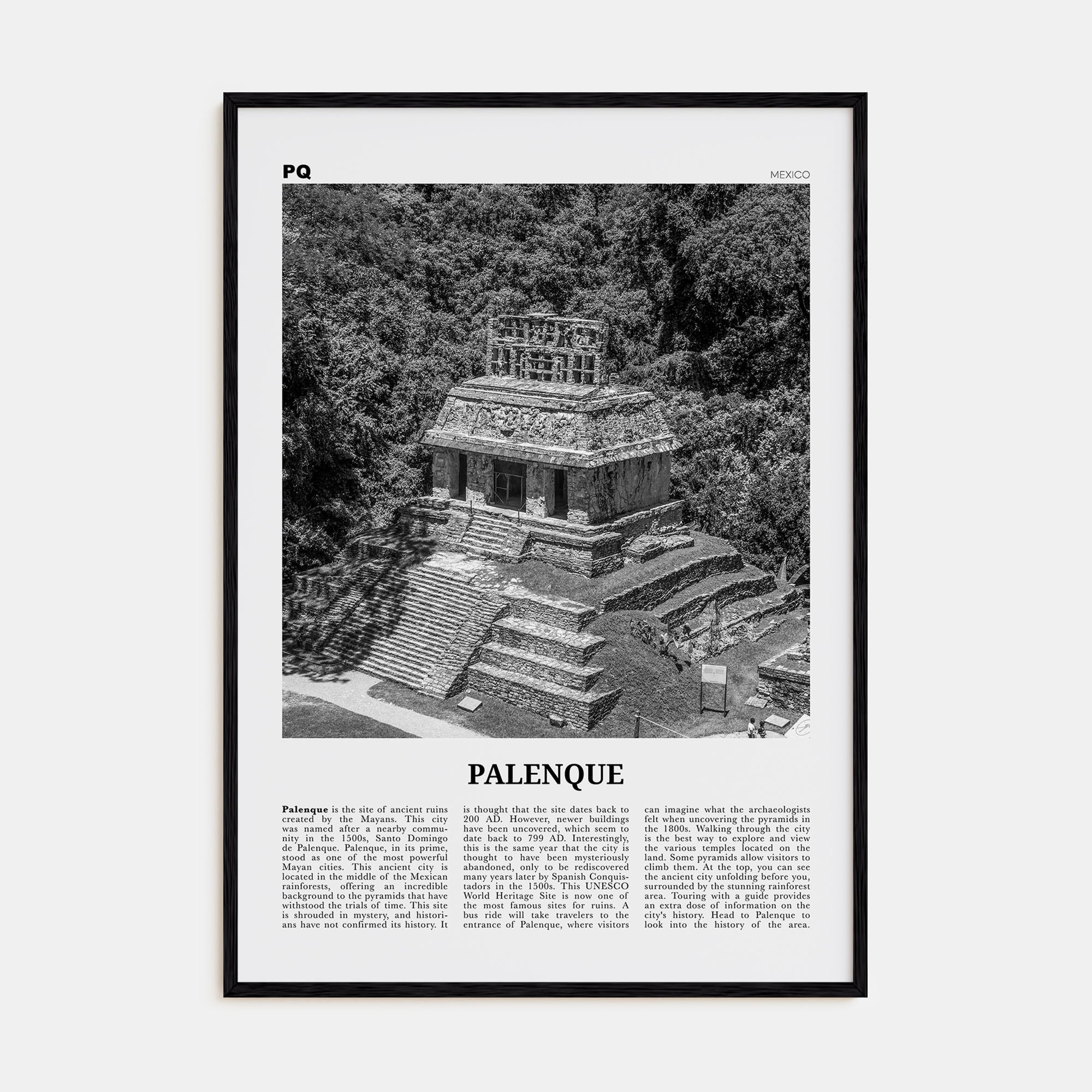 Palenque Travel B&W Poster