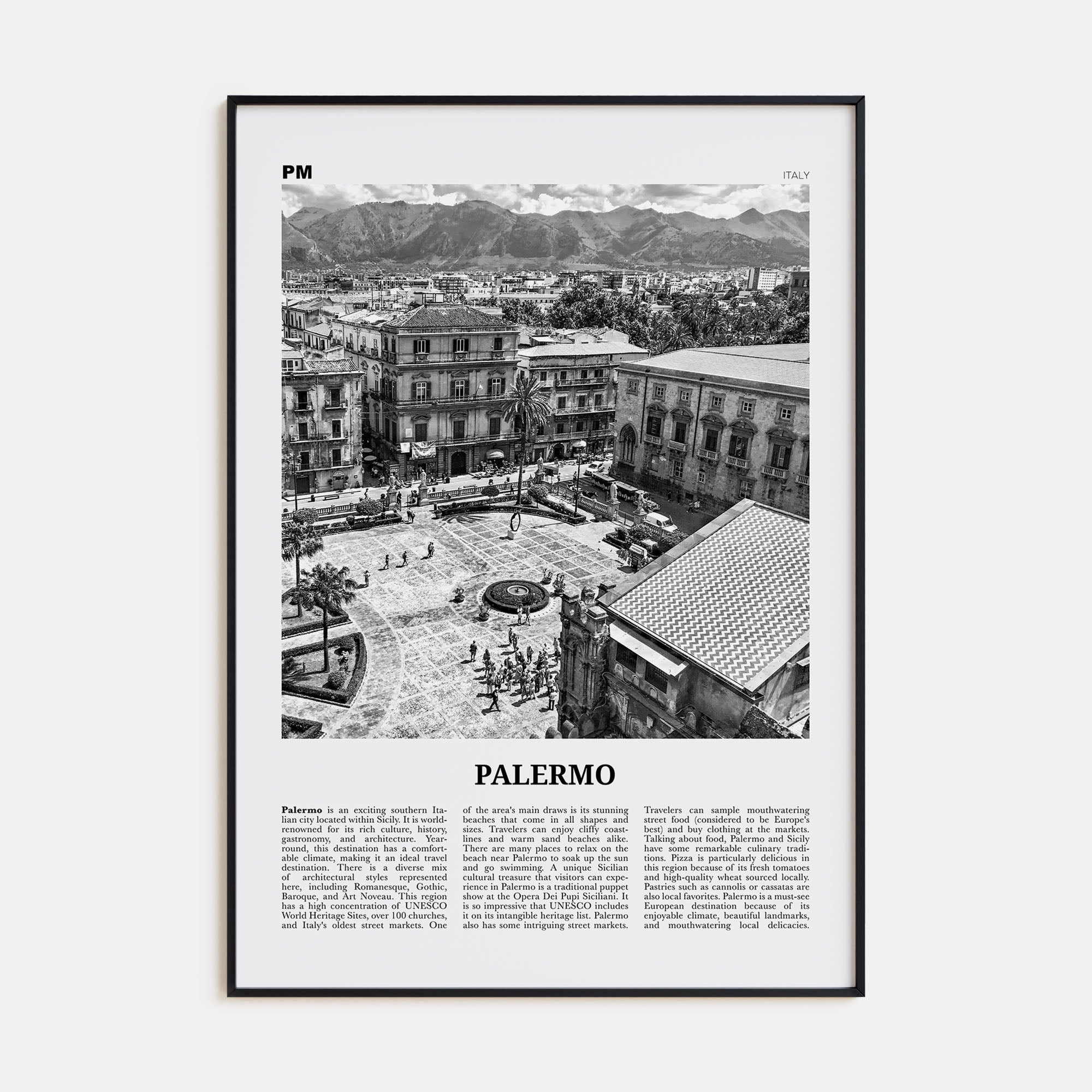 Palermo Travel B&W Poster