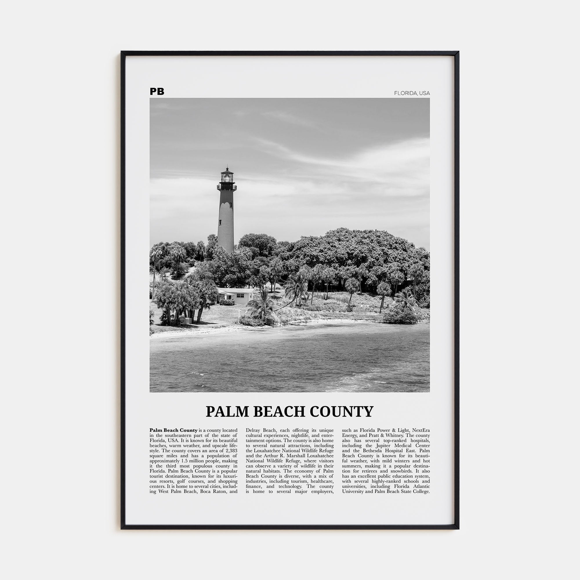 Palm Beach County Travel B&W Poster
