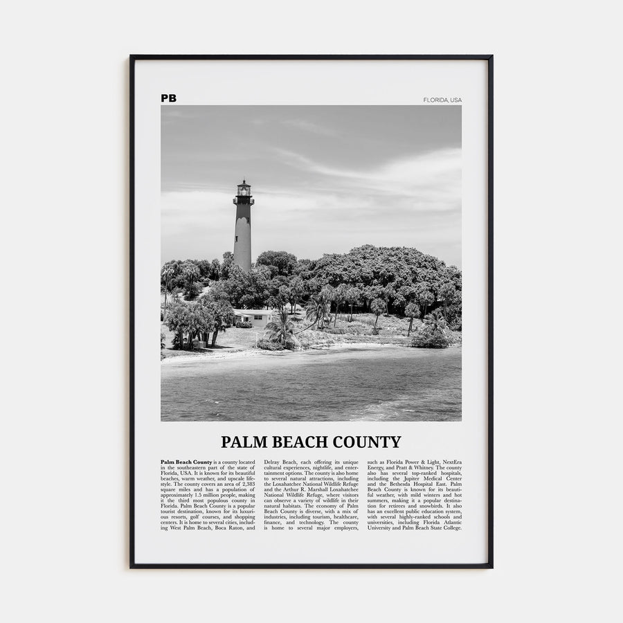 Palm Beach County Travel B&W Poster