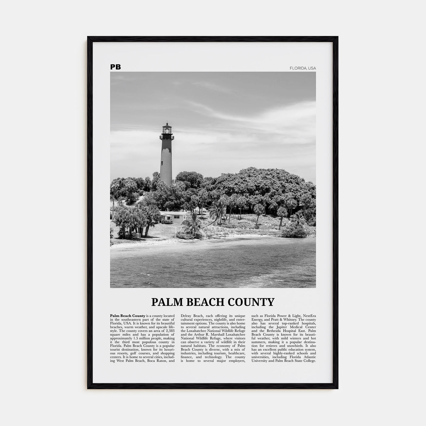 Palm Beach County Travel B&W Poster