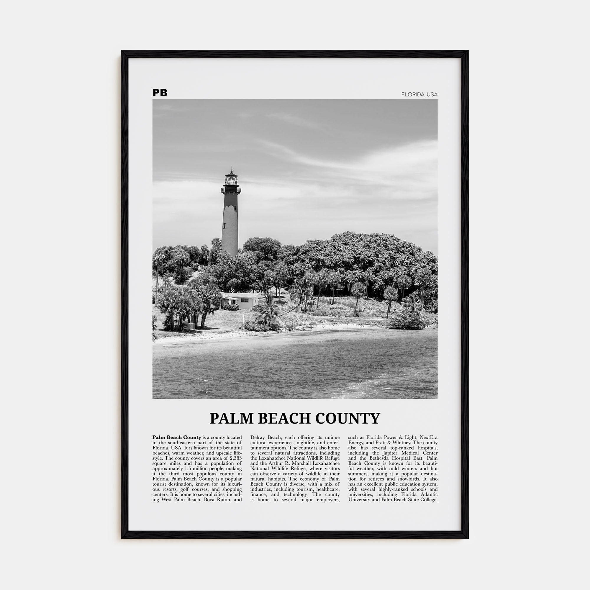 Palm Beach County Travel B&W Poster