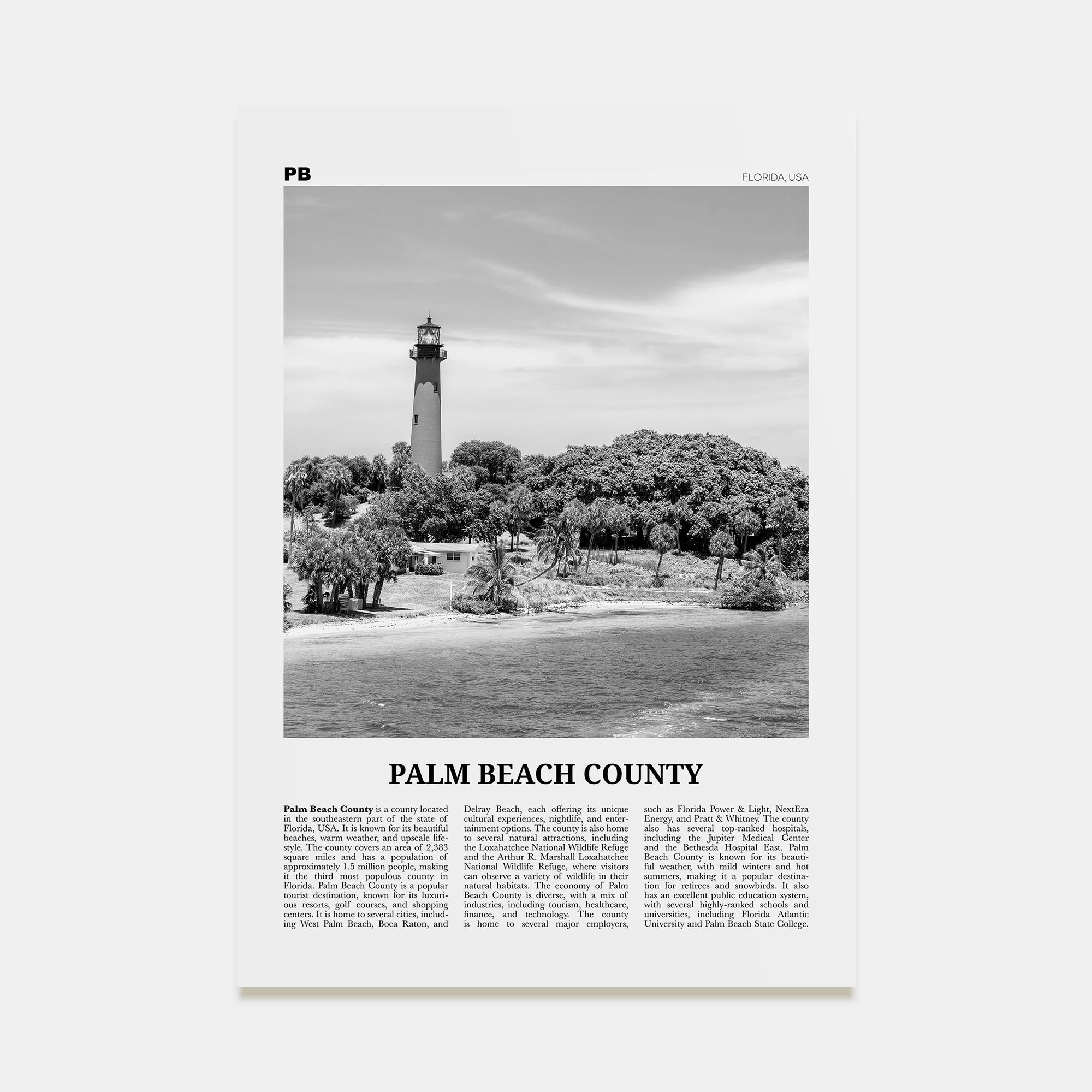 Palm Beach County Travel B&W Poster