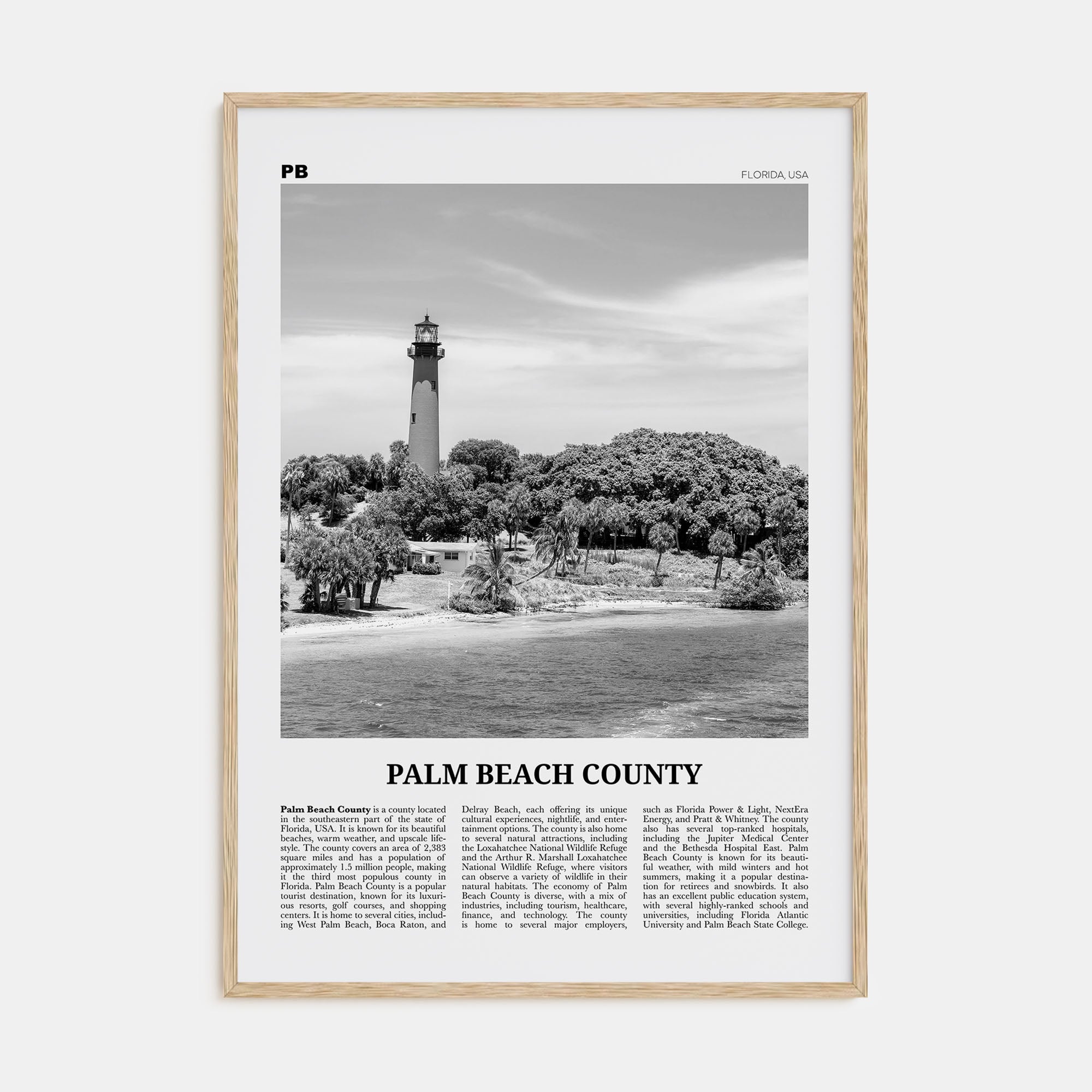 Palm Beach County Travel B&W Poster