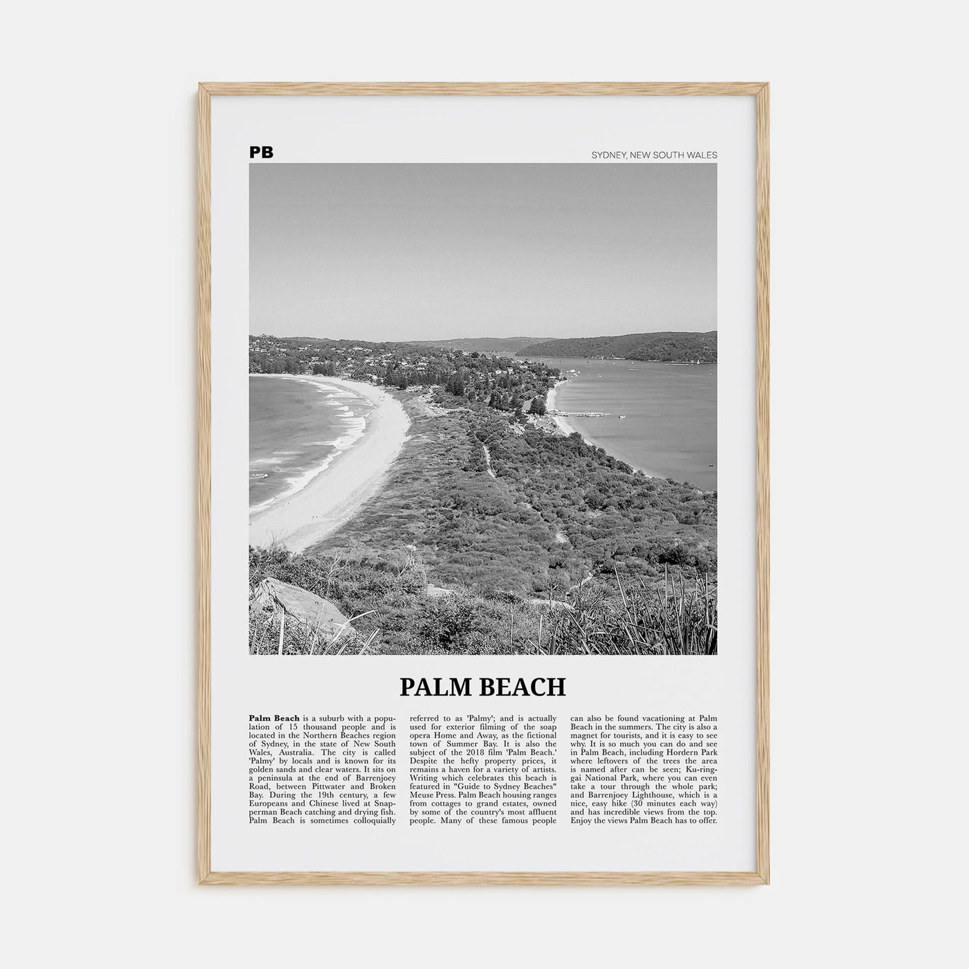 Palm Beach, New South Wales Travel B&W Poster