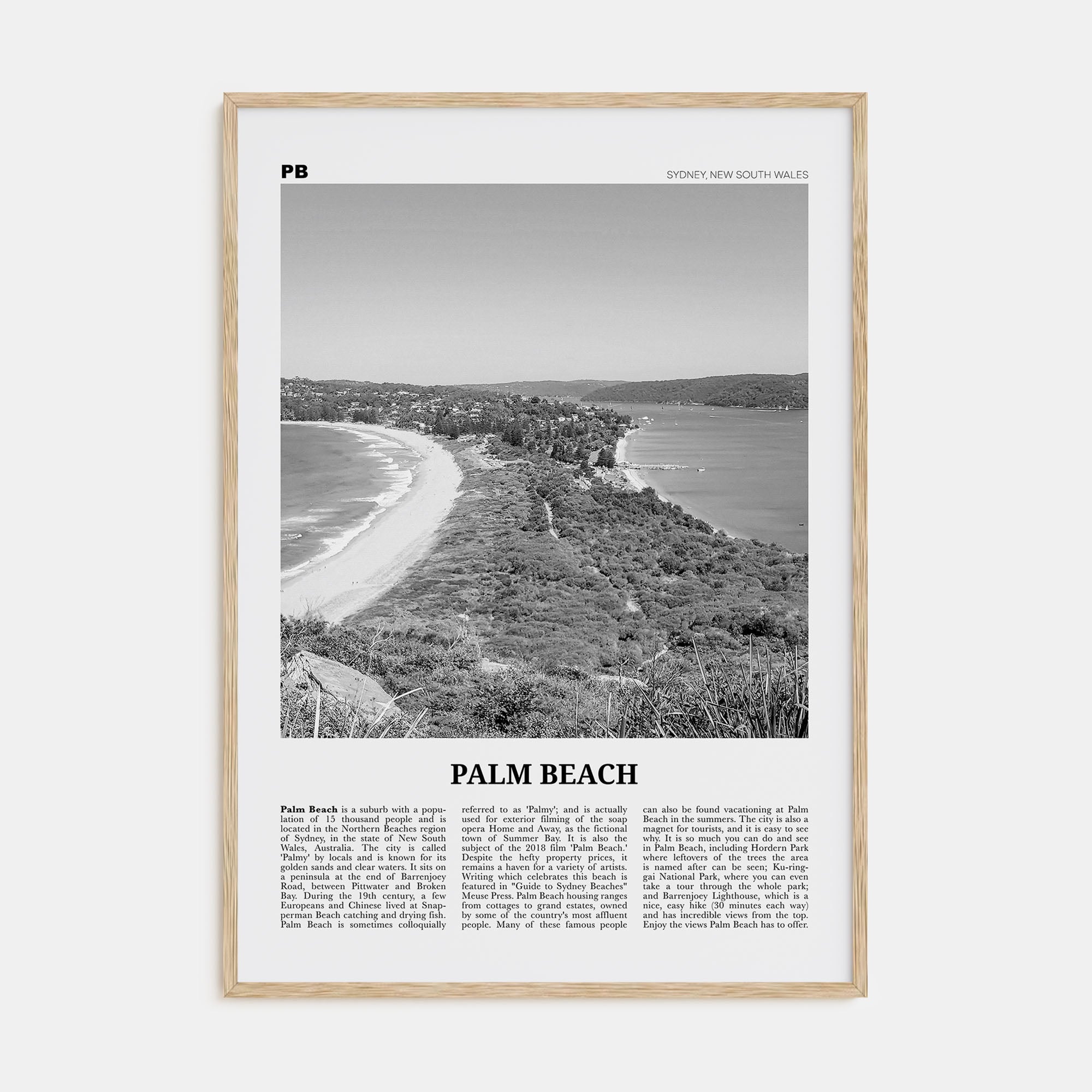 Palm Beach, New South Wales Travel B&W Poster