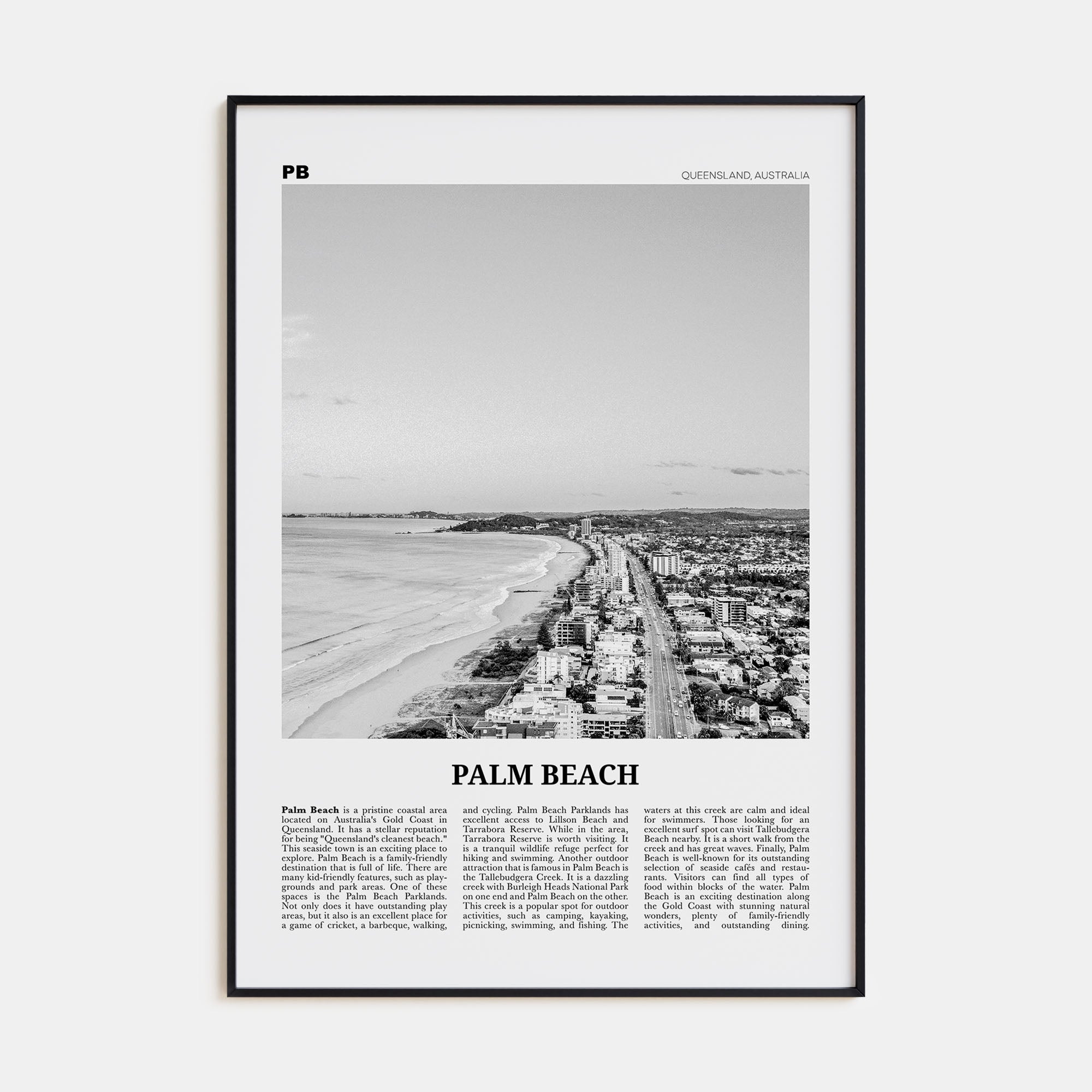 Palm Beach, Queensland Travel B&W Poster