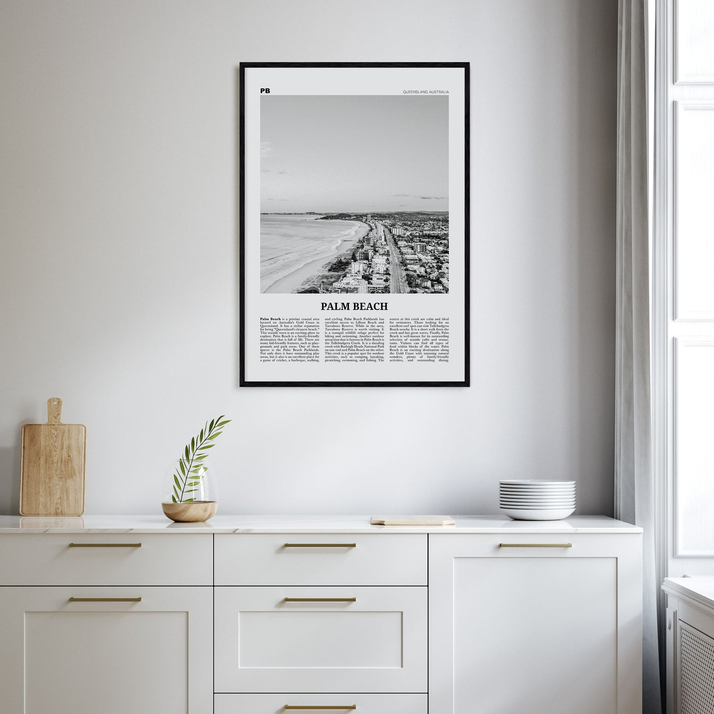 Palm Beach, Queensland Travel B&W Poster