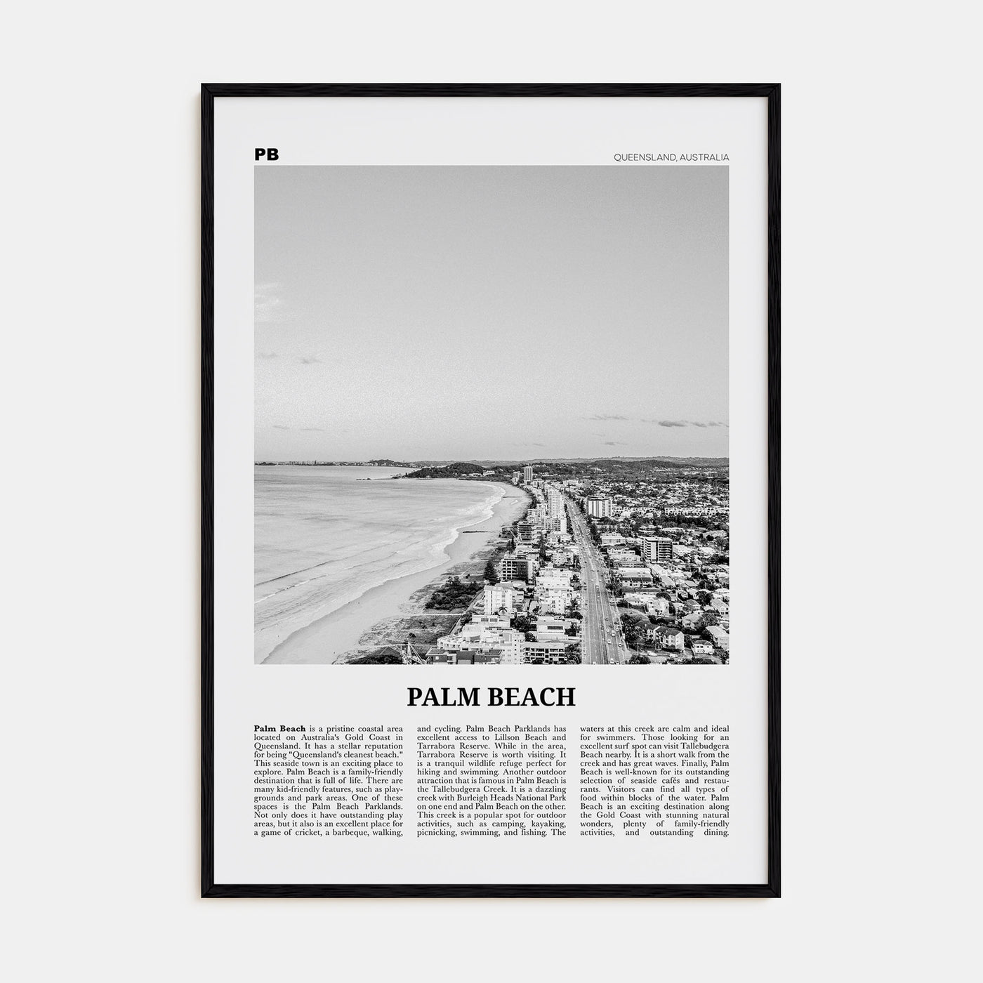 Palm Beach, Queensland Travel B&W Poster