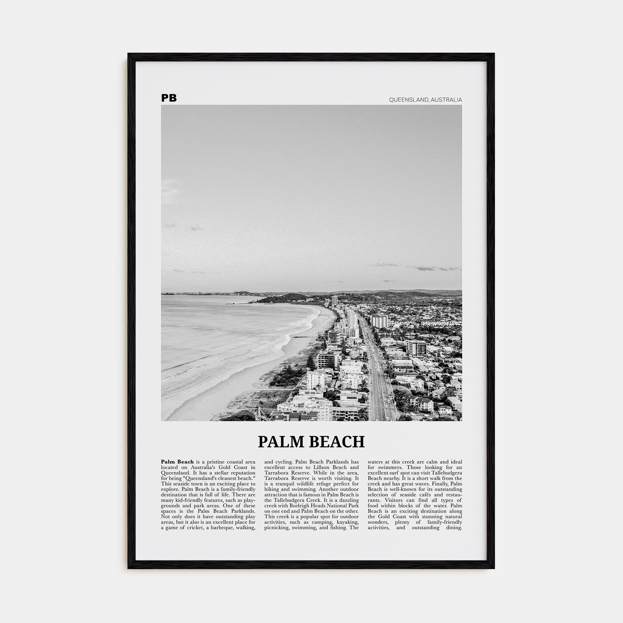 Palm Beach, Queensland Travel B&W Poster