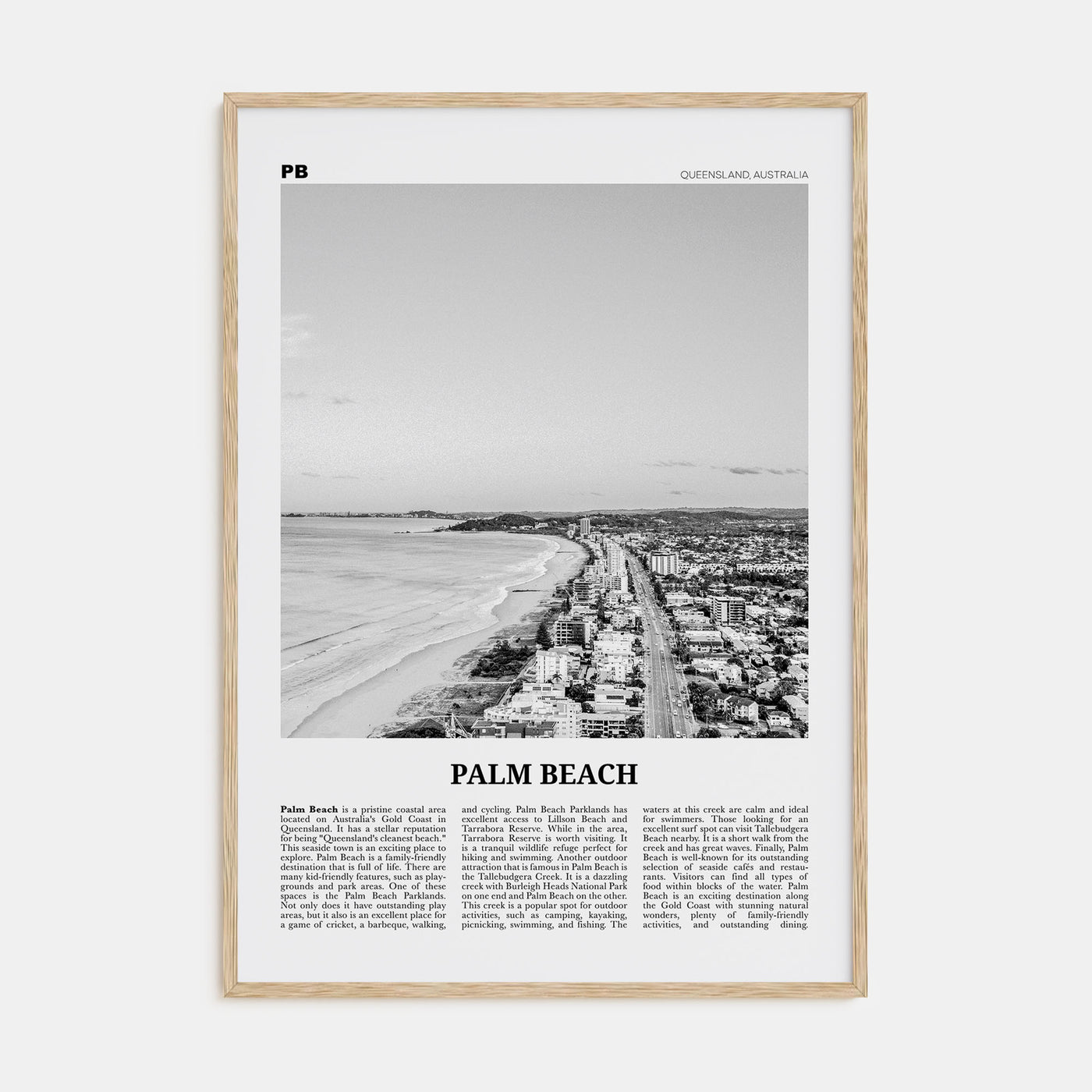 Palm Beach, Queensland Travel B&W Poster