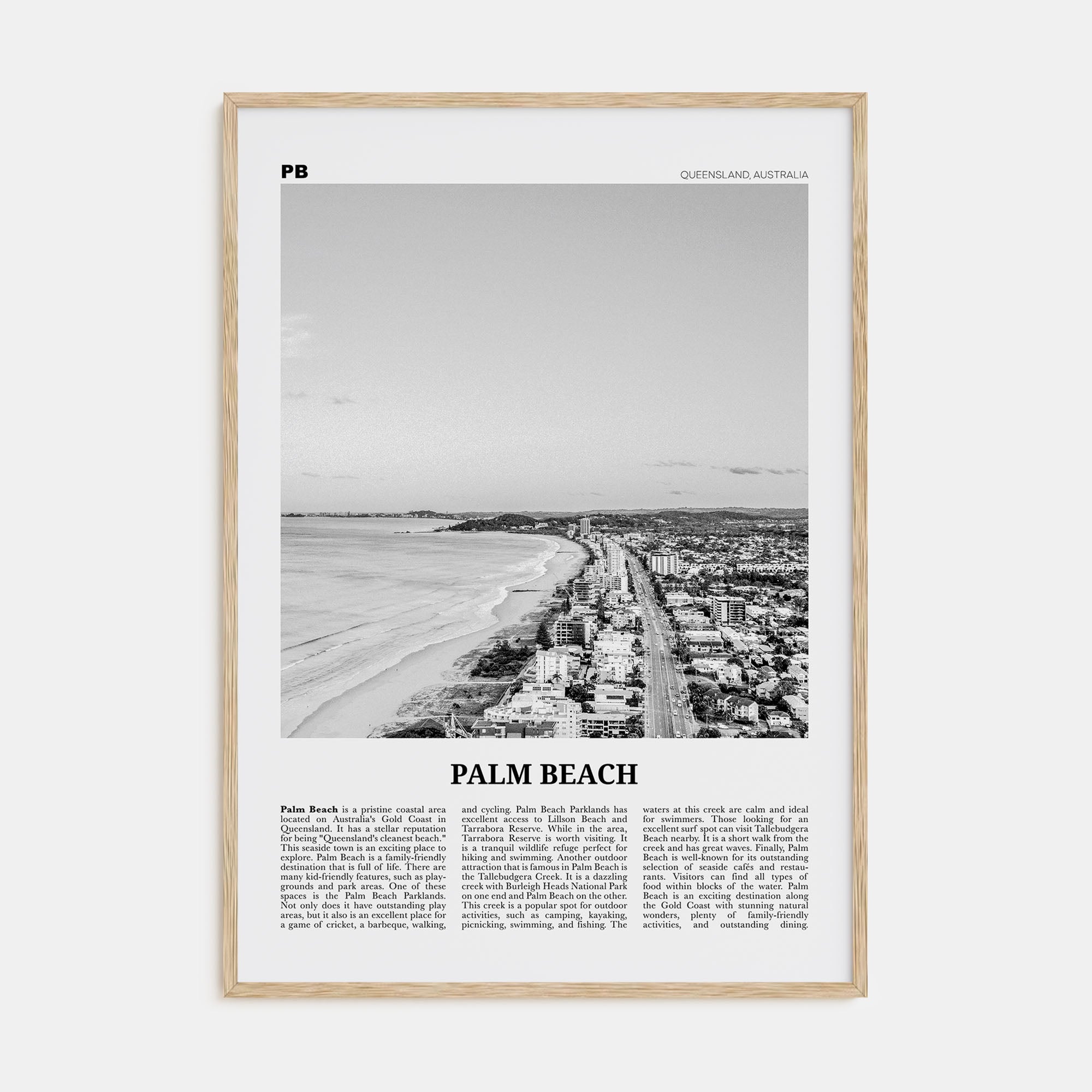 Palm Beach, Queensland Travel B&W Poster