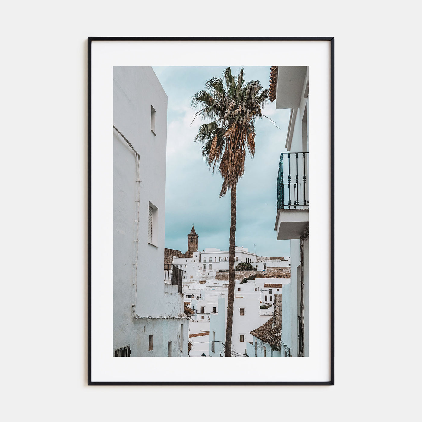 Palm Tree in Spanish Town Photo Color Poster