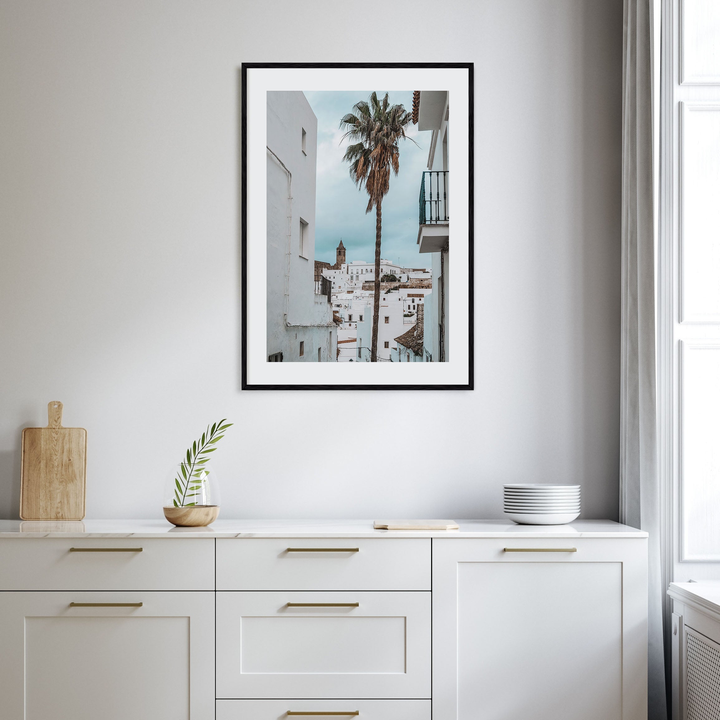 Palm Tree in Spanish Town Photo Color Poster