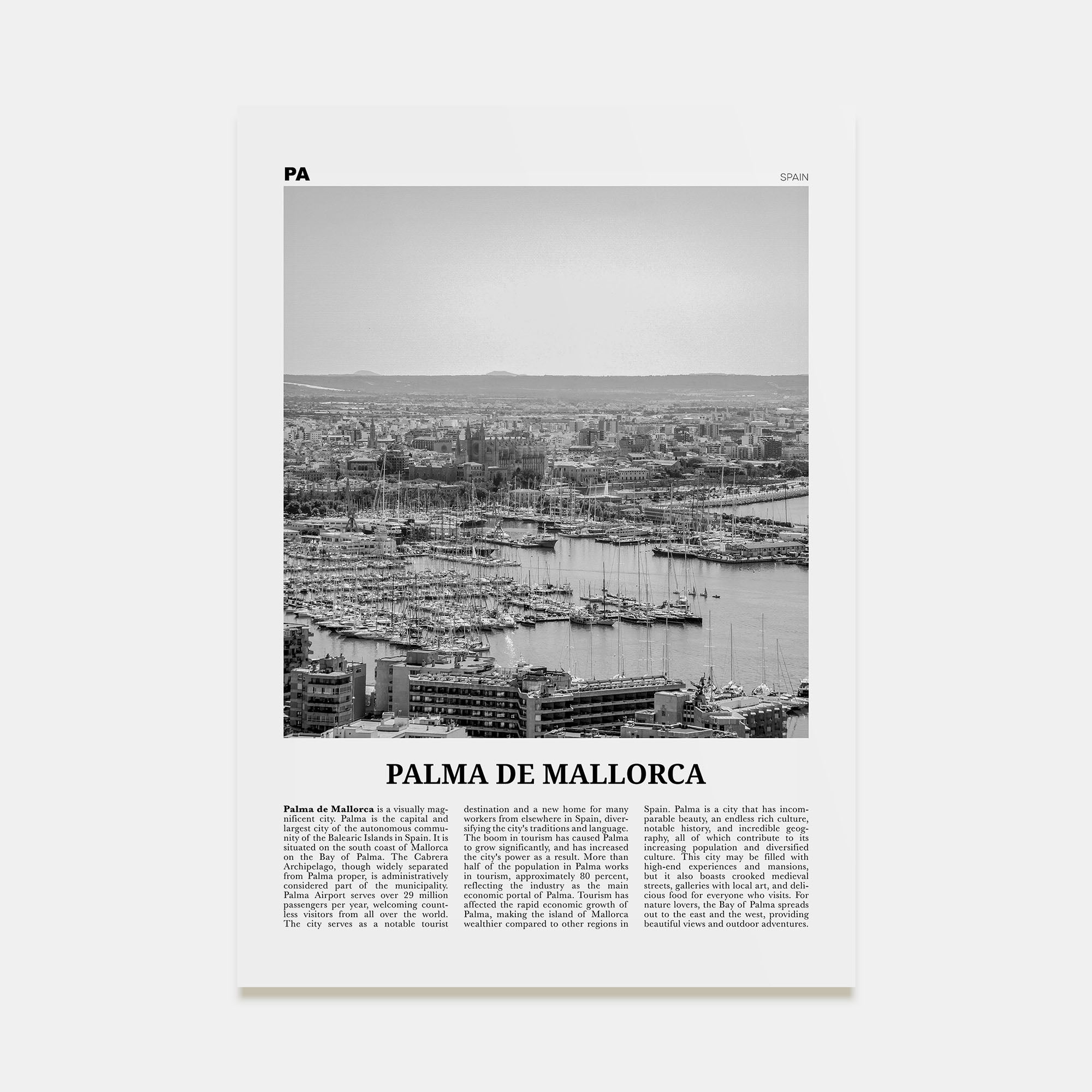 Palma de Mallorca Travel B&W No 1 Poster