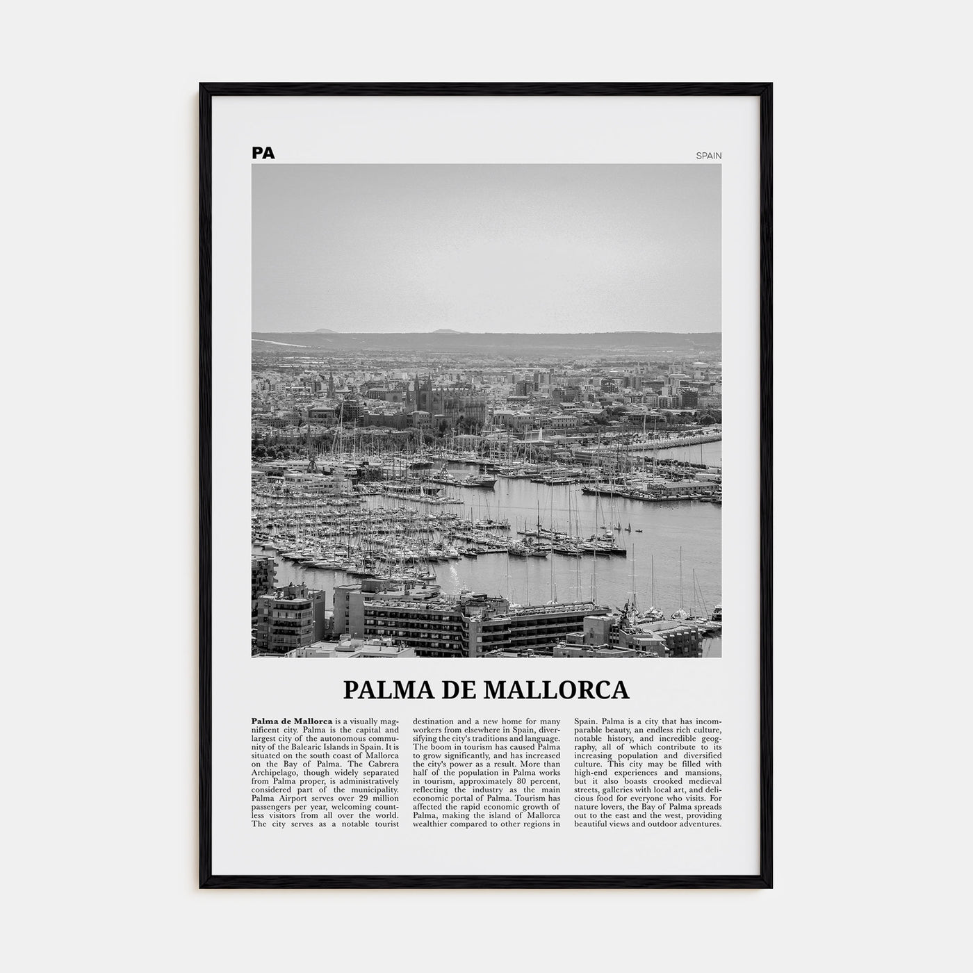 Palma de Mallorca Travel B&W No 1 Poster