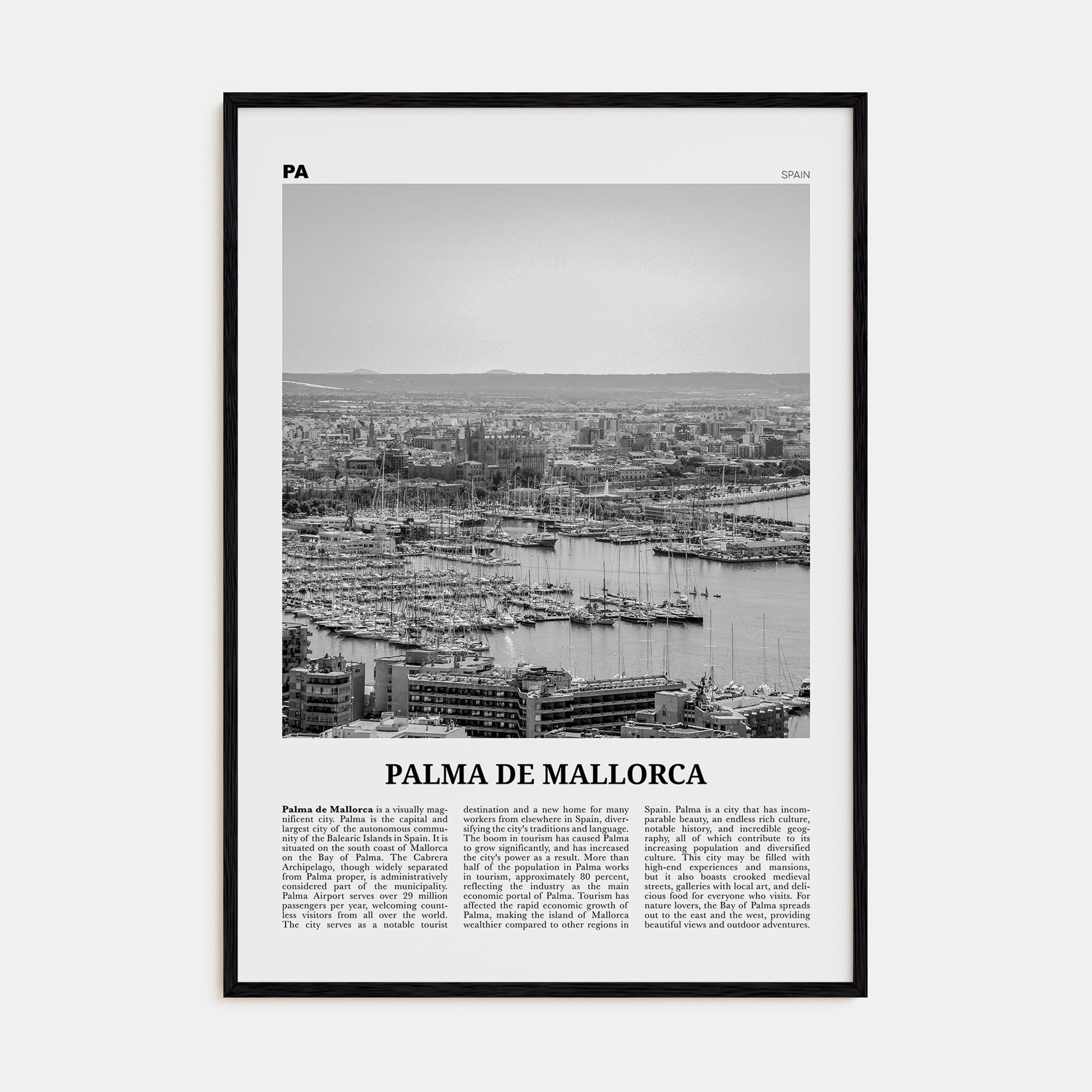 Palma de Mallorca Travel B&W No 1 Poster