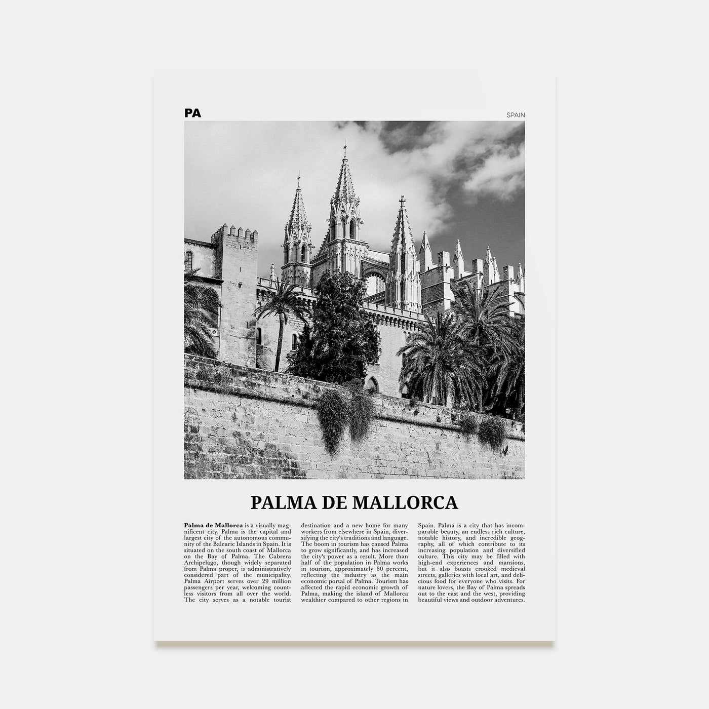 Palma de Mallorca Travel B&W No 2 Poster