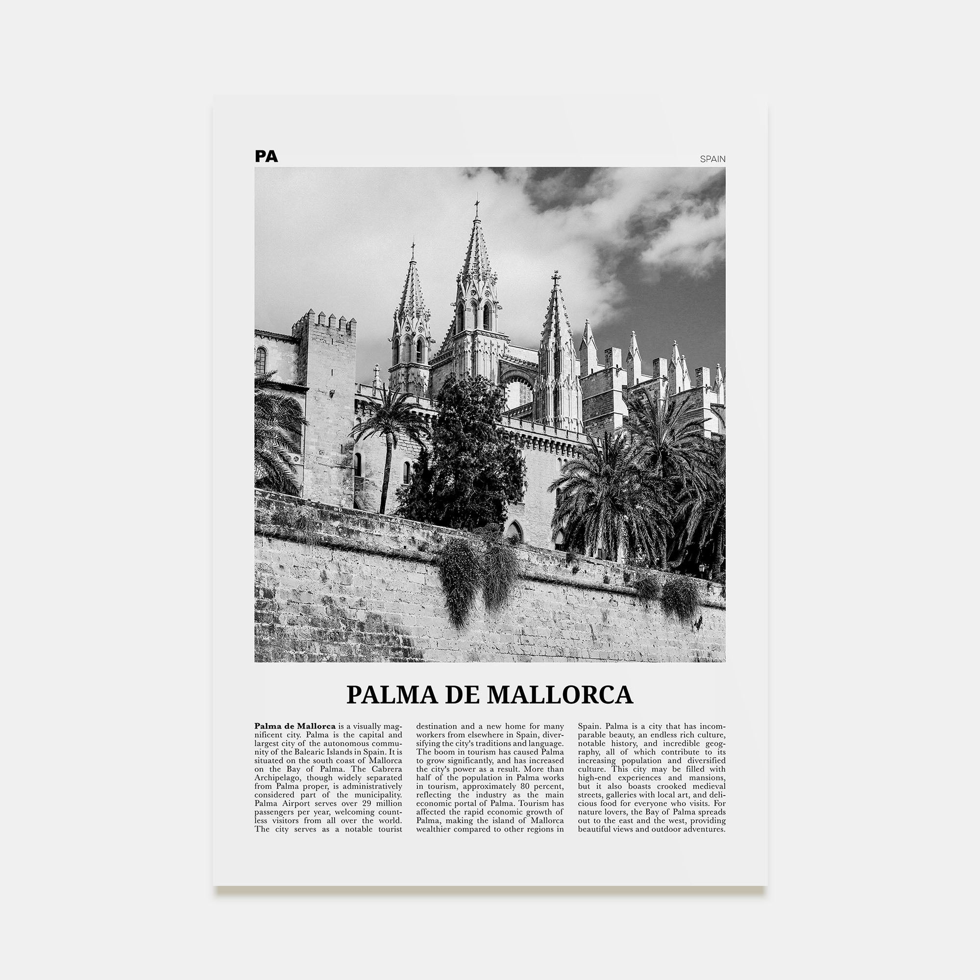 Palma de Mallorca Travel B&W No 2 Poster
