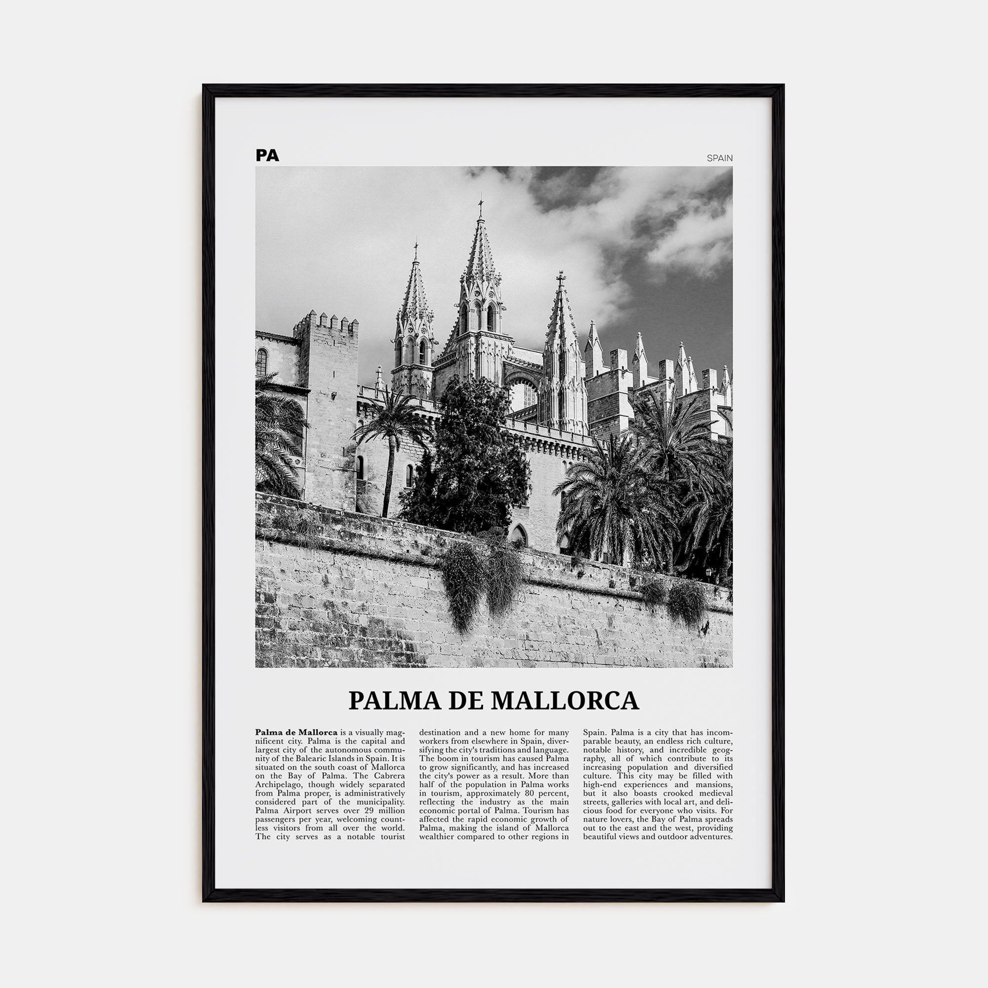 Palma de Mallorca Travel B&W No 2 Poster