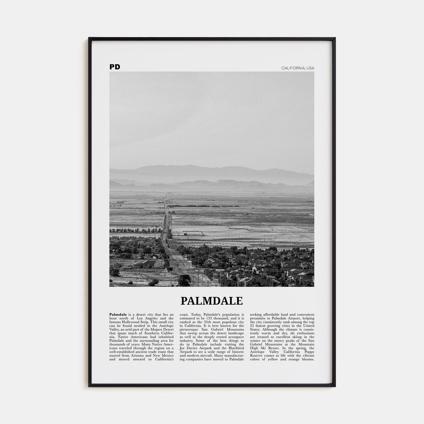 Palmdale Travel B&W Poster