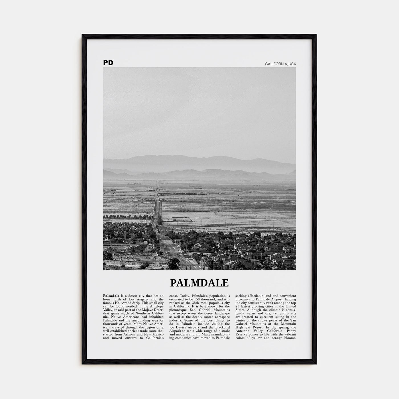 Palmdale Travel B&W Poster