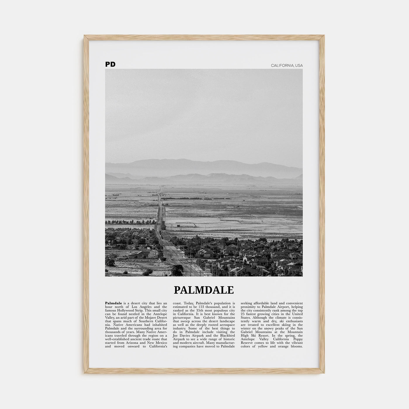 Palmdale Travel B&W Poster